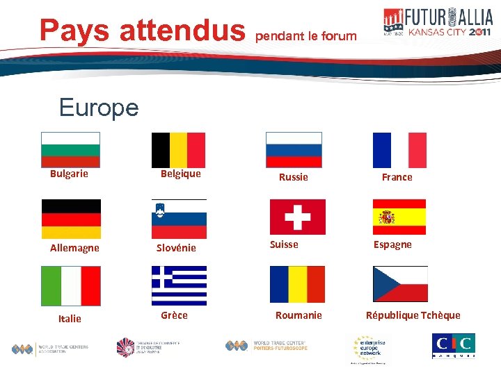 Pays attendus pendant le forum Europe Bulgarie Allemagne Italie Belgique Slovénie Grèce Russie Suisse