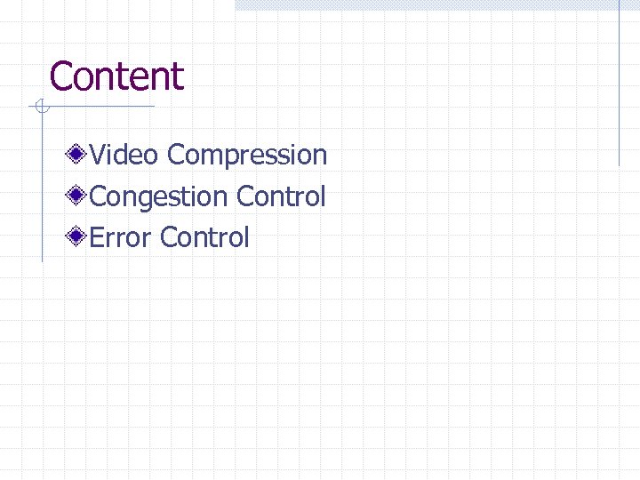 Content Video Compression Congestion Control Error Control 