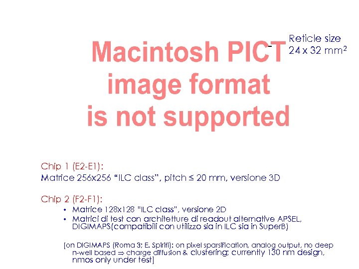 Reticle size 24 x 32 mm 2 Chip 1 (E 2 -E 1): Matrice