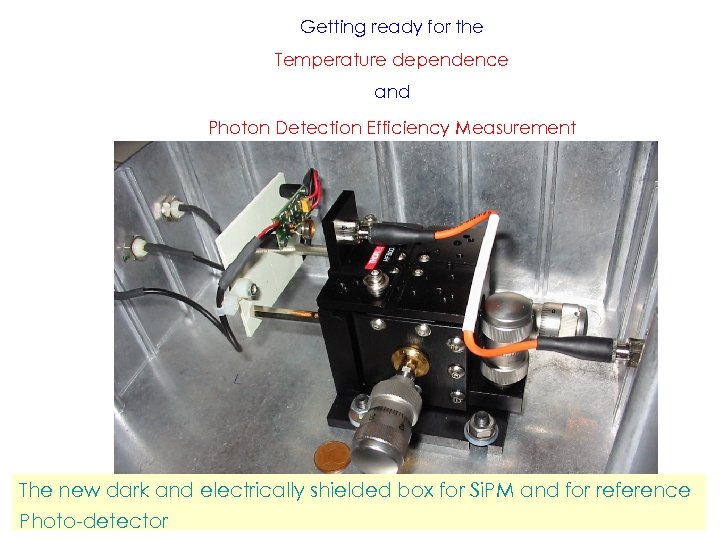 Getting ready for the Temperature dependence and Photon Detection Efficiency Measurement The new dark