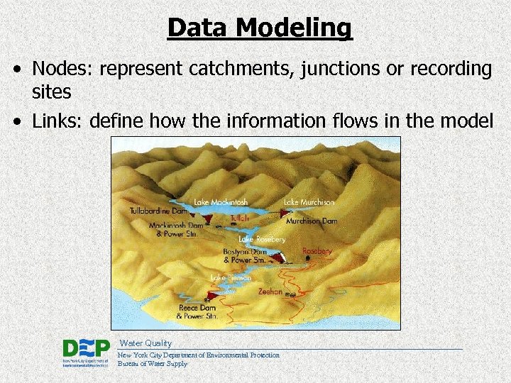 Data Modeling • Nodes: represent catchments, junctions or recording sites • Links: define how