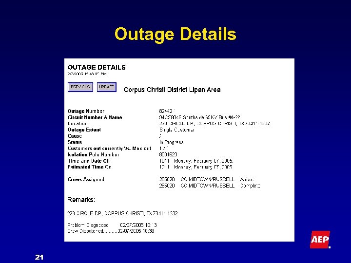 Outage Details 21 