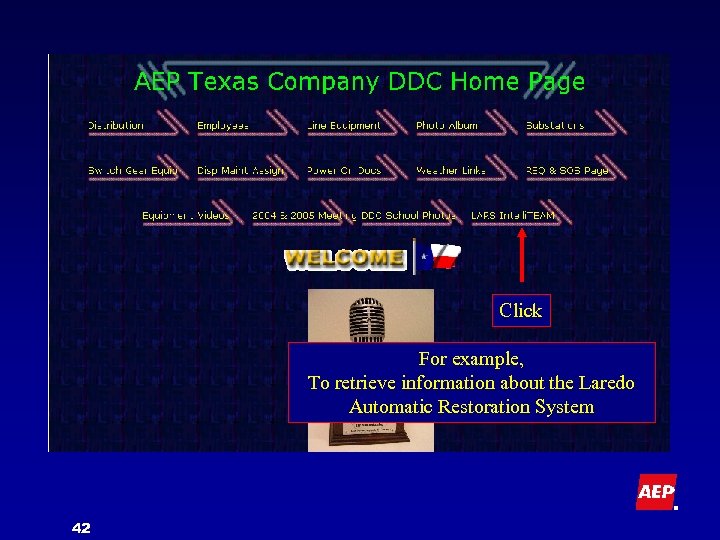 Click For example, To retrieve information about the Laredo Automatic Restoration System 42 