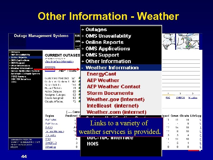 Other Information - Weather Links to a variety of weather services is provided. 44