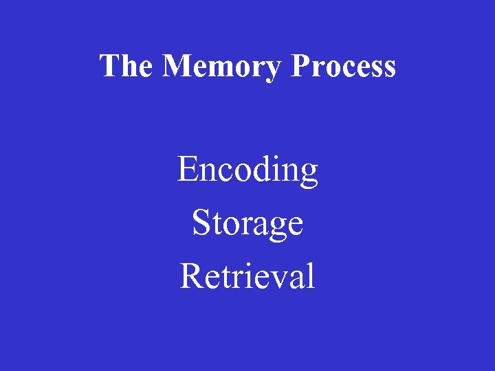 The Memory Process Encoding Storage Retrieval 