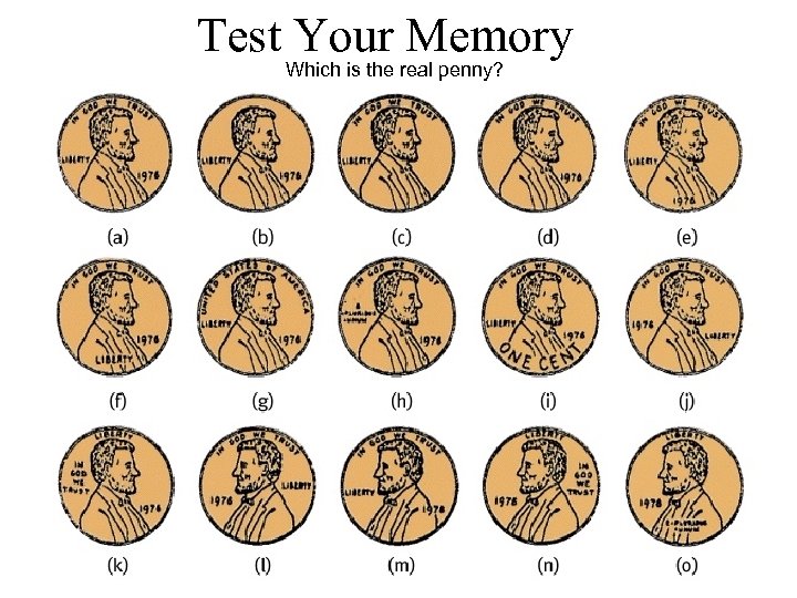 Test Your Memory Which is the real penny? 