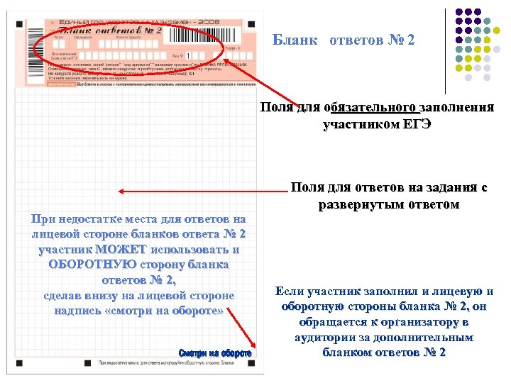 Бланк ответов № 2 Поля для обязательного заполнения участником ЕГЭ При недостатке места для