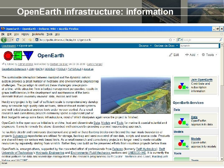 Open. Earth infrastructure: information 