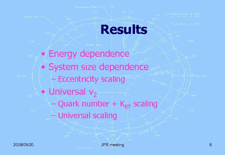 Results • Energy dependence • System size dependence – Eccentricity scaling • Universal v