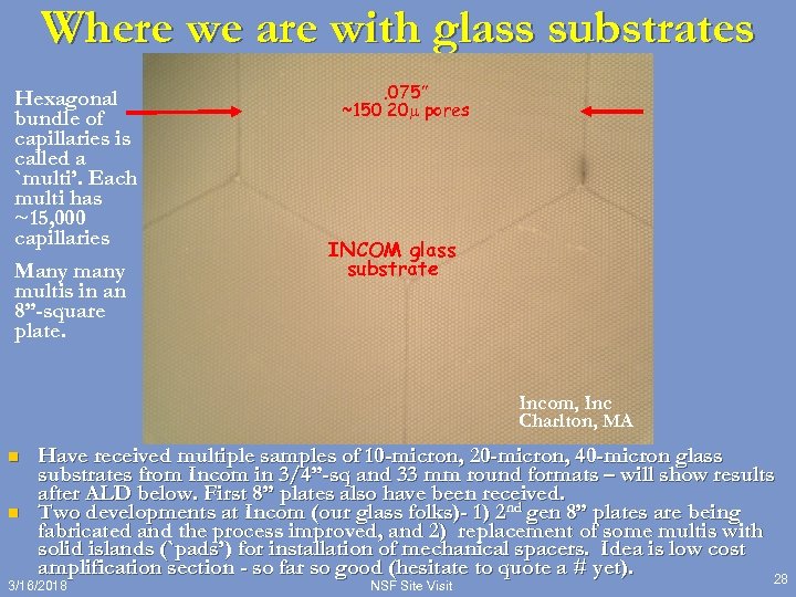 Where we are with glass substrates Hexagonal bundle of capillaries is called a `multi’.