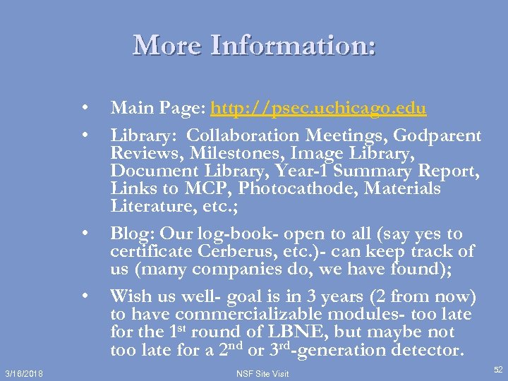 More Information: • • 3/16/2018 Main Page: http: //psec. uchicago. edu Library: Collaboration Meetings,