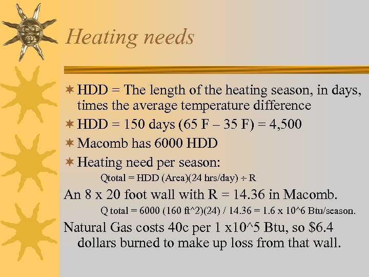 Heating needs ¬ HDD = The length of the heating season, in days, times