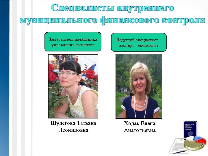 Специалисты внутреннего муниципального финансового контроля Заместитель начальника управления финансов Ведущий специалист – эксперт -