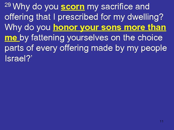 29 Why do you scorn my sacrifice and offering that I prescribed for my