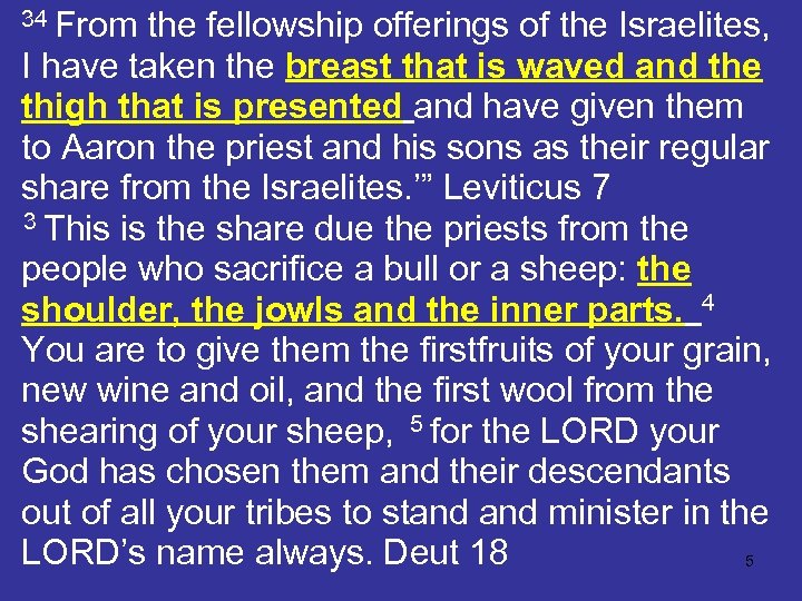 34 From the fellowship offerings of the Israelites, I have taken the breast that