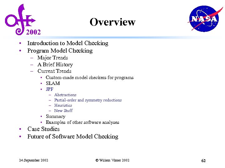 Overview 2002 • Introduction to Model Checking • Program Model Checking – Major Trends