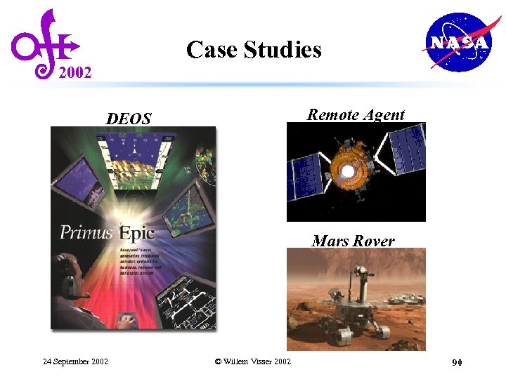 Case Studies 2002 Remote Agent DEOS Mars Rover 24 September 2002 © Willem Visser