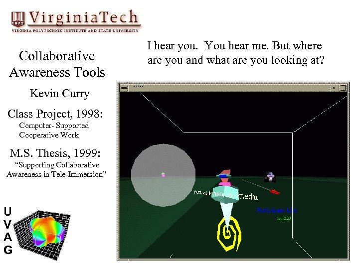 Collaborative Awareness Tools Kevin Curry Class Project, 1998: Computer- Supported Cooperative Work M. S.