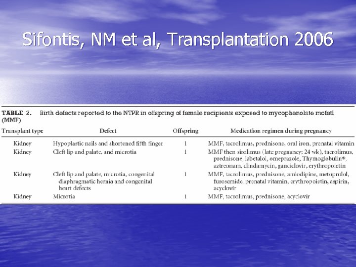 Sifontis, NM et al, Transplantation 2006 