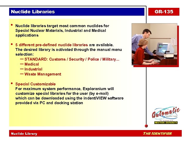 Nuclide Libraries • GR-135 Nuclide libraries target most common nuclides for Special Nuclear Materials,