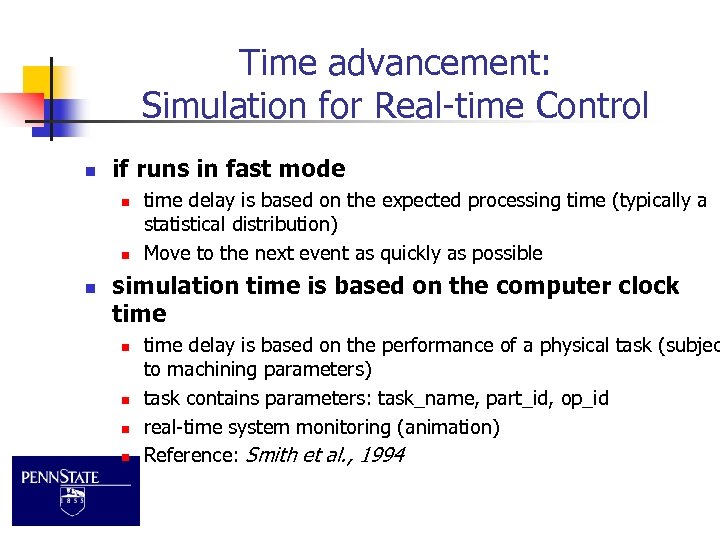 Time advancement: Simulation for Real-time Control n if runs in fast mode n n