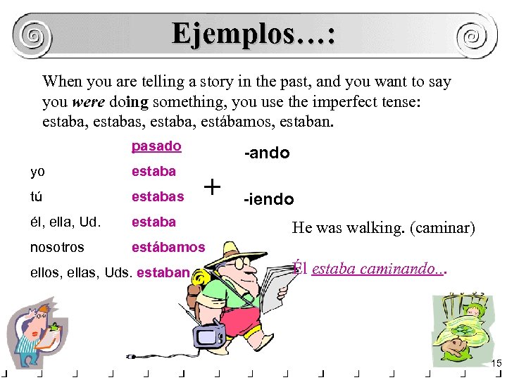 Ejemplos…: When you are telling a story in the past, and you want to