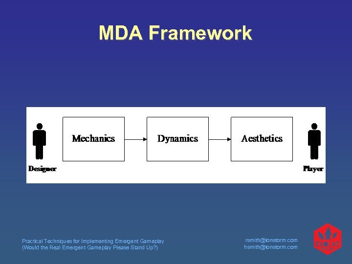 MDA Framework Practical Techniques for Implementing Emergent Gameplay (Would the Real Emergent Gameplay Please