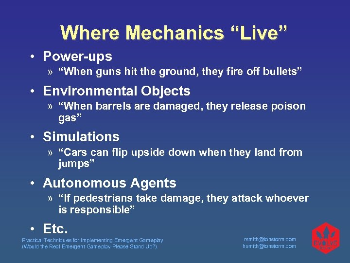 Where Mechanics “Live” • Power-ups » “When guns hit the ground, they fire off