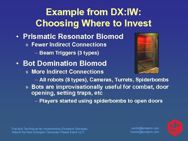 Example from DX: IW: Choosing Where to Invest • Prismatic Resonator Biomod » Fewer