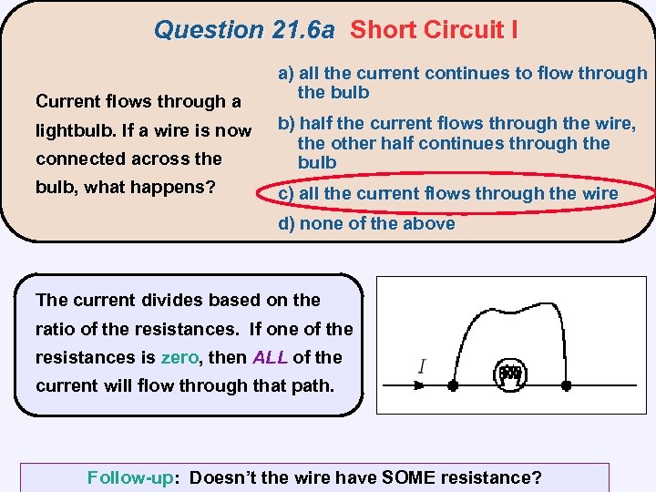 Question 21. 6 a Short Circuit I Current flows through a a) all the