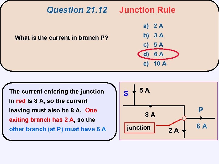 Question 21. 12 Junction Rule a) 2 A b) 3 A What is the