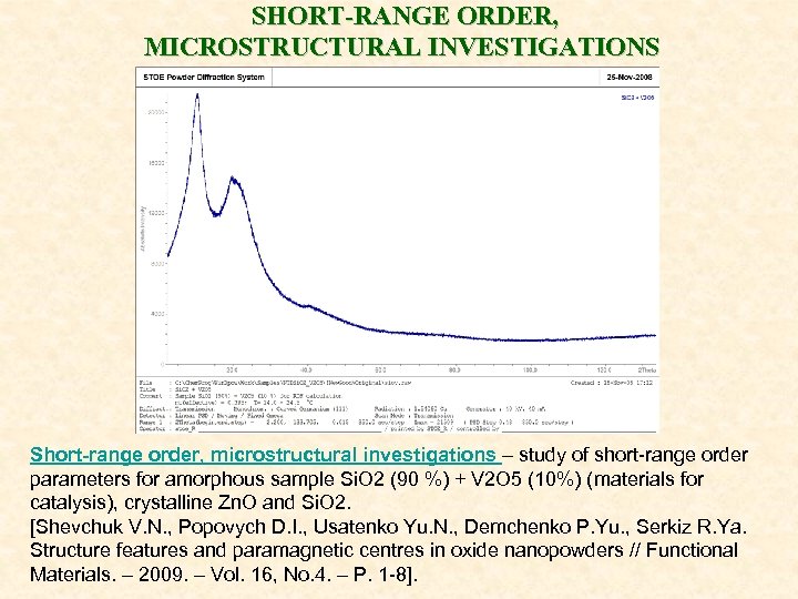 SHORT-RANGE ORDER, MICROSTRUCTURAL INVESTIGATIONS Short-range order, microstructural investigations – study of short-range order parameters