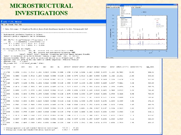 MICROSTRUCTURAL INVESTIGATIONS 