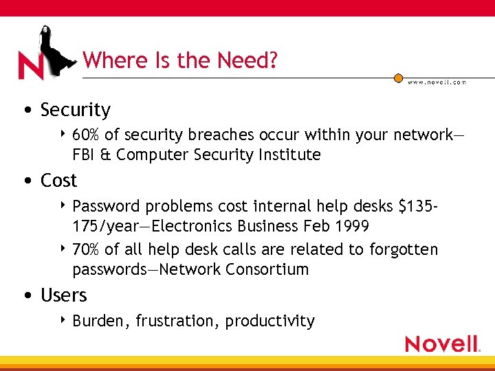 Where Is the Need? • Security 4 60% of security breaches occur within your