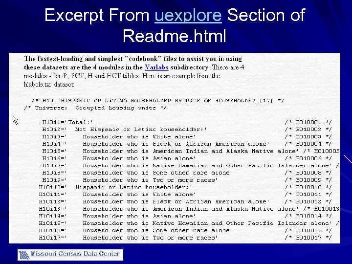 Excerpt From uexplore Section of Readme. html 