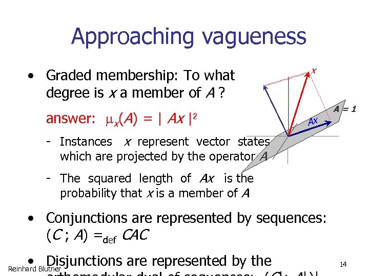 Approaching vagueness • Graded membership: To what degree is x a member of A