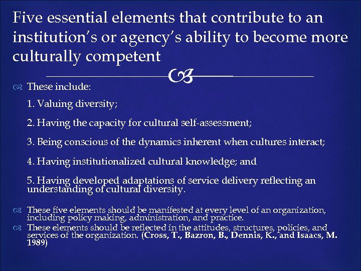 Five essential elements that contribute to an institution’s or agency’s ability to become more