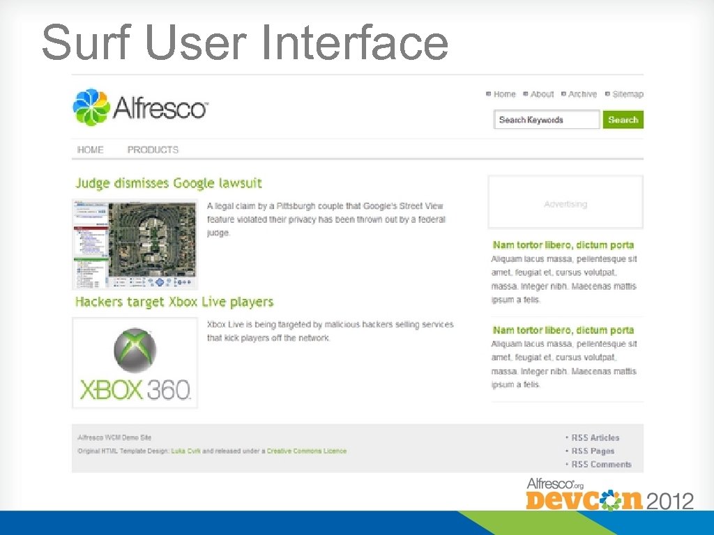 Surf User Interface 