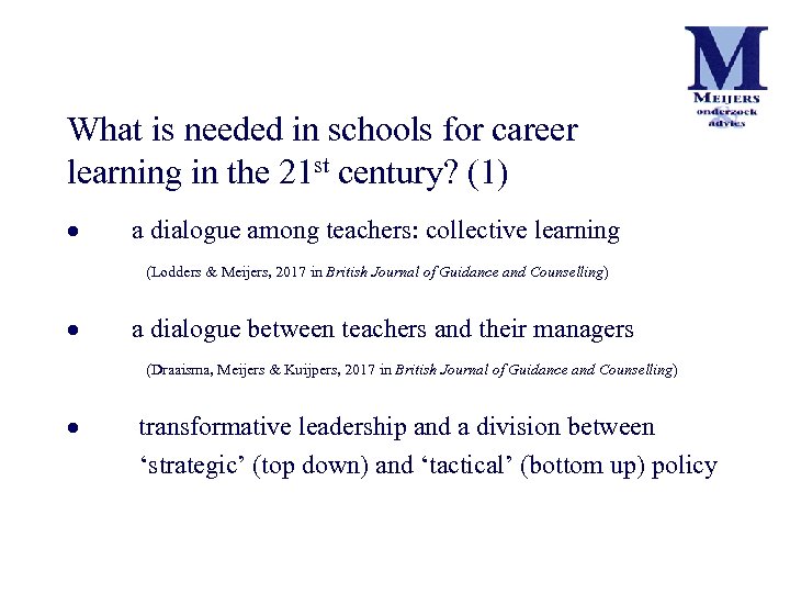 What is needed in schools for career learning in the 21 st century? (1)