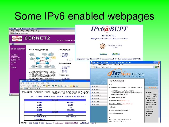 Some IPv 6 enabled webpages 