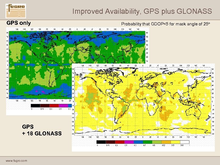 Improved Availability, GPS plus GLONASS GPS only GPS + 18 GLONASS www. fugro. com