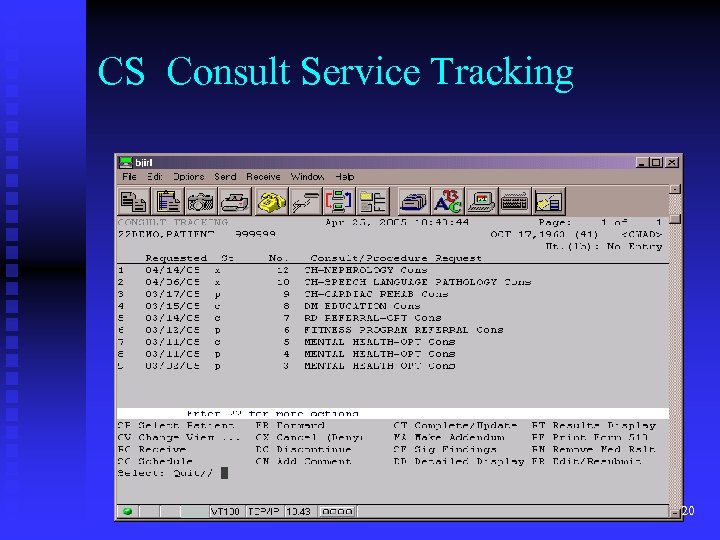 CS Consult Service Tracking 20 