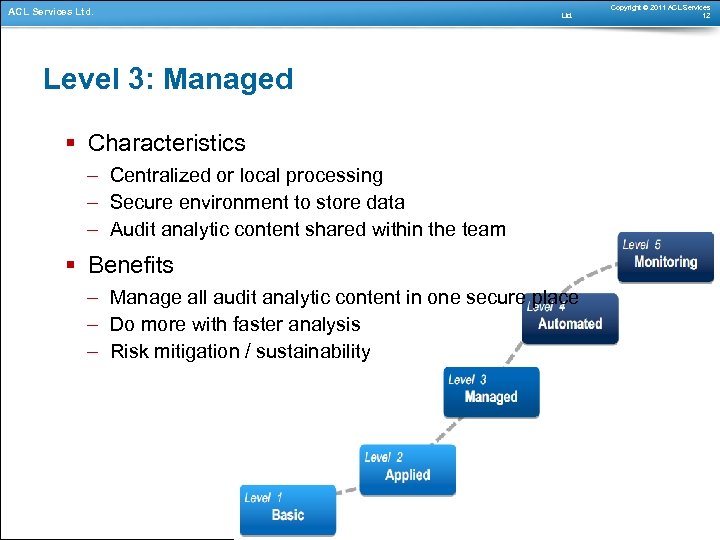 ACL Services Ltd. Level 3: Managed § Characteristics – Centralized or local processing –