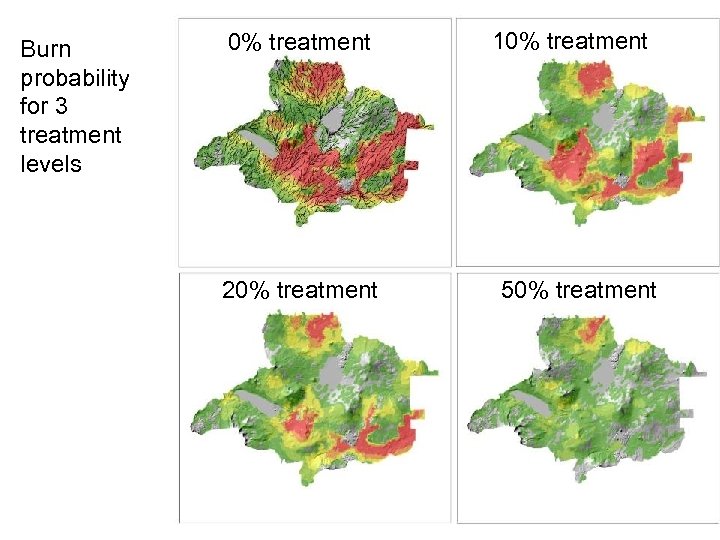 Burn probability for 3 treatment levels 0% treatment 20% treatment 10% treatment 50% treatment