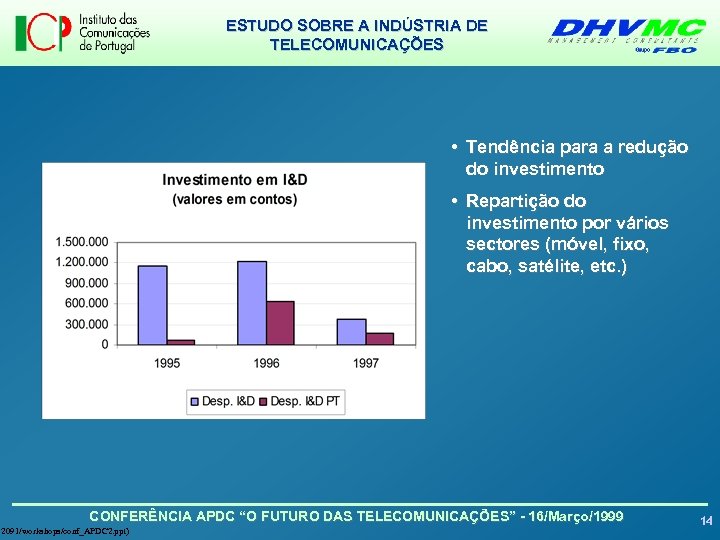 ESTUDO SOBRE A INDÚSTRIA DE TELECOMUNICAÇÕES • Tendência para a redução do investimento •
