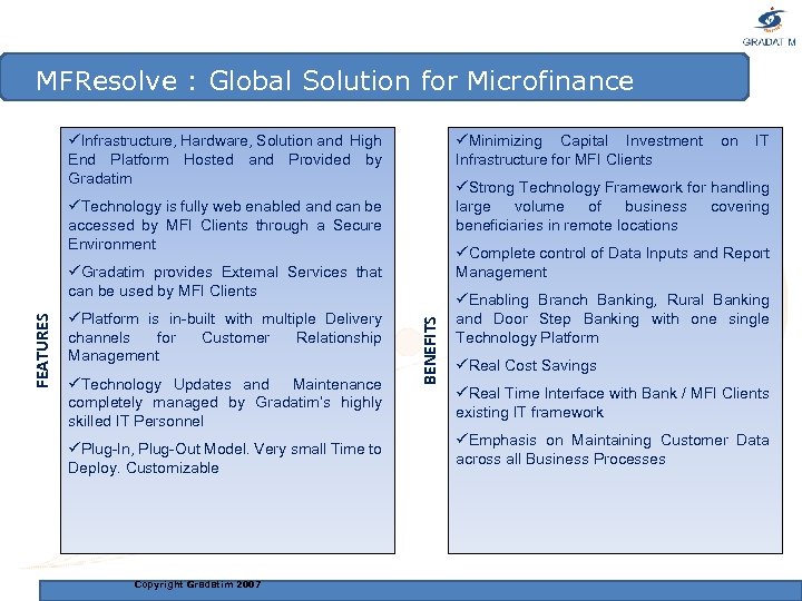MFResolve : Global Solution for Microfinance üInfrastructure, Hardware, Solution and High End Platform Hosted