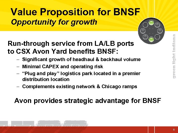Value Proposition for BNSF Opportunity for growth Run-through service from LA/LB ports to CSX
