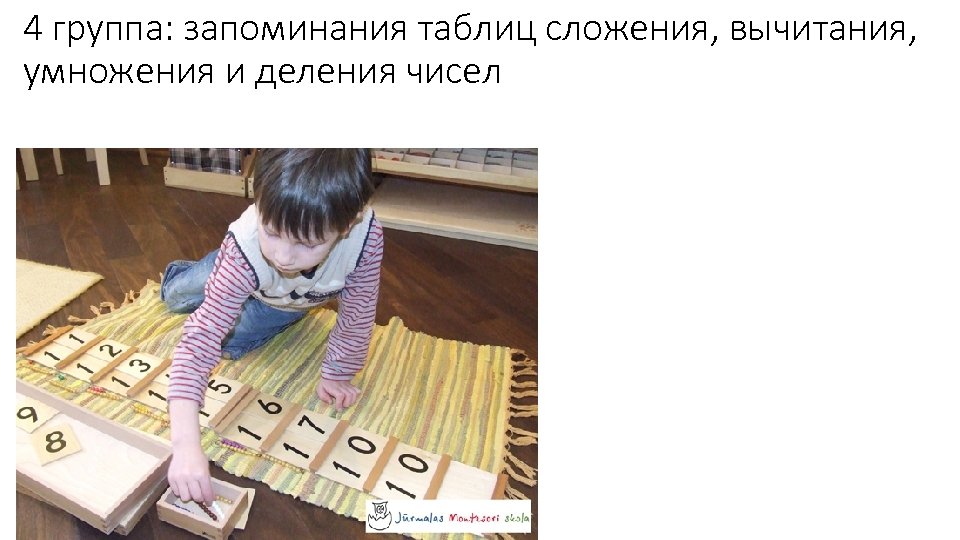 4 группа: запоминания таблиц сложения, вычитания, умножения и деления чисел 