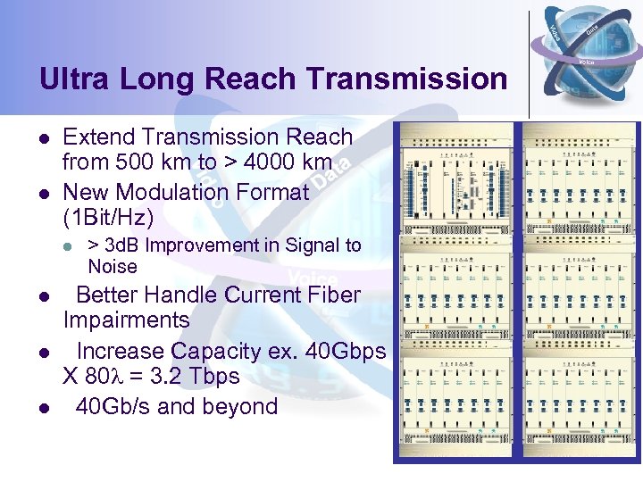 Ultra Long Reach Transmission l l Extend Transmission Reach from 500 km to >
