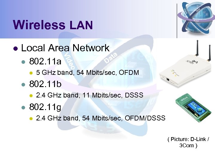 Wireless LAN l Local Area Network l 802. 11 a l l 802. 11